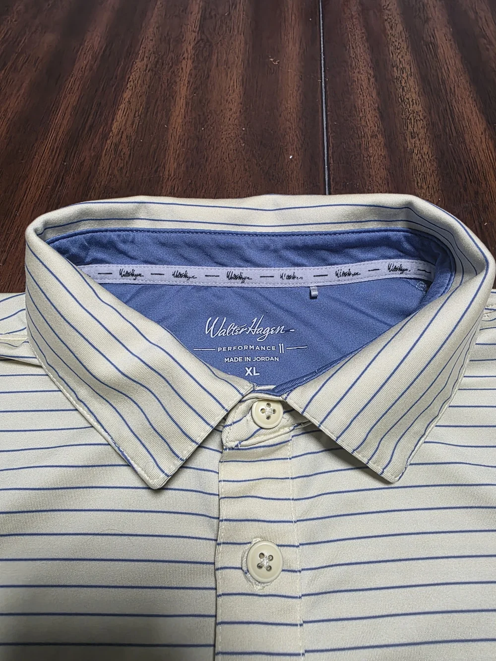 U.S. Polo Assn. Men's Striped Polo Cream & Blue XL